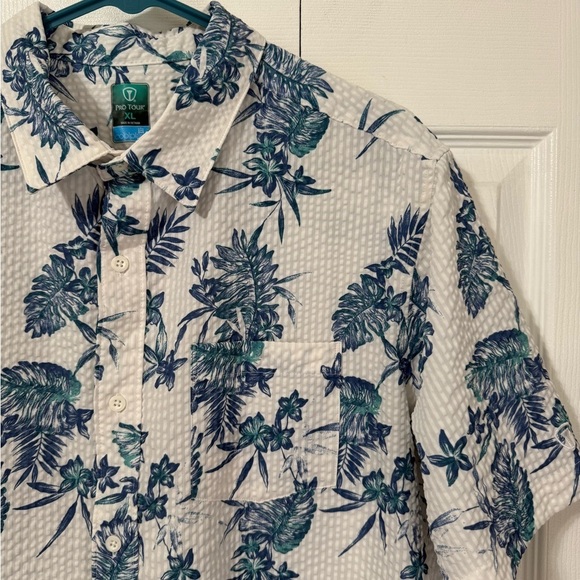 Pro Tour Men’s Textured Tropical Golf Button-Up Shirt  Size XL Cool Play - Picture 9 of 10